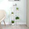 5-Floor Flower Stand 16.9"x8.7"x38.6" White Metal