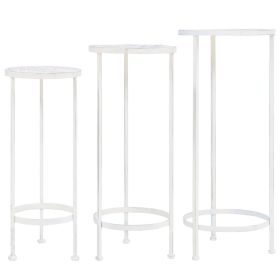 Plant Stand Set 3 Pieces Vintage Style Metal Antique White