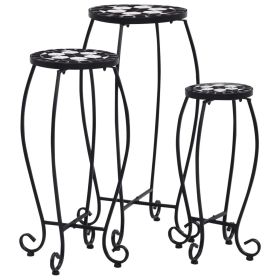 Mosaic Tables 3 pcs Black and White Ceramic