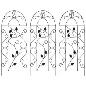 Plant Climbing Racks 3 pcs Black 15.7"x39.4" Iron