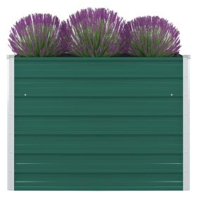 Raised Garden Bed 39.4"x39.4"x30.3" Galvanized Steel Green