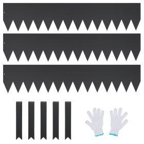 VEVOR Steel Landscape Edging, 3-pack Steel Garden Edging Borders, 40" L x 8" H Strips, Hammer-in Edging Border with 5 Clips