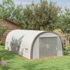 Outsunny 19.5' x 10' x 6.5' Walk-in Tunnel Greenhouse with Upgraded Structure, Zippered Roll Up Mesh Door, 8 Mesh Windows