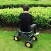 Garden Cart Rolling Work Seat with Tool Tray and 360 Swivel Seat