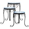 Plant Stands 3 pcs Blue and White Ceramic