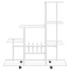 Flower Stand with Wheel 37.2"x9.8"x36.4" White Metal