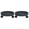 Plant Trolleys with Wheels 2 pcs Gray Diameter 13.4" 77.2 lb
