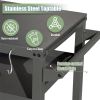 3-Shelf Outdoor Grill Table, Grill Cart with Wheels, Outdoor Pizza Oven Table and Food Prep Table, Blackstone Table with Propane Tank Hook