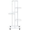 5-Floor Flower Stand with Wheels 17.3"x9.1"x39.4" White Iron