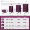 Luggage Sets ABS+PC Hardshell 4pcs Luggage Hardside Lightweight Durable Suitcase sets Spinner Wheels Suitcase with TSA Lock (12/20/24/28),Purple