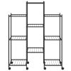 Flower Stand with Wheels 32.7"x9.8"x40.7" Black Iron