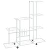 Flower Stand with Wheel 37.2"x9.8"x36.4" White Metal