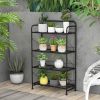 4-Tier Folding Plant Stand with Adjustable Shelf and Feet