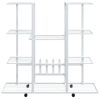 Flower Stand with Wheels 37.2"x9.6"x36" White Iron