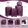 Luggage Sets ABS+PC Hardshell 4pcs Luggage Hardside Lightweight Durable Suitcase sets Spinner Wheels Suitcase with TSA Lock (12/20/24/28),Purple