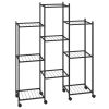 Flower Stand with Wheels 32.7"x9.8"x40.7" Black Iron