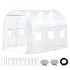 Walk-in Tunnel Greenhouse with Watering System Heavy Duty Portable Green House Protect Gardening Plants 1 Zipper Mesh Door, 8 Roll-up Windows