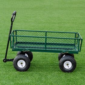 Heavy Duty Garden Utility Cart Wagon Wheelbarrow (Color: green)