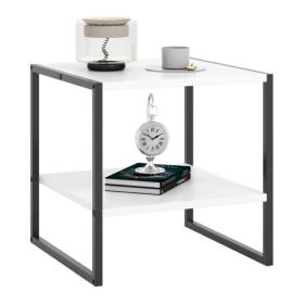 Side Coffee Table with Storage Shelf for Indoor & Outdoor (Color: White, Type: Side Table)