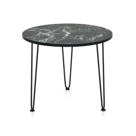 Patio Coffee Table with Metal Tripod Legs (Color: black, Type: Side Table)