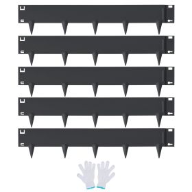 VEVOR Steel Landscape Edging, 5-pack Steel Garden Edging Borders, 39" L x 3" H Strips, Hammer-in Edging Border (Color: black, size: 3in x 16.25ft)