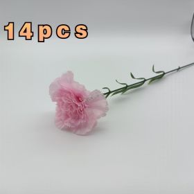 14pcs artificial carnation flowers, simulated artificial flowers, mini carnations, family parties and weddings, flower festivals, room decoration (Color: pink)