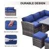 Outdoor Patio Furniture Set,7 Pieces Outdoor Sectional Conversation Sofa with Dining Table,Chairs and Ottomans,All Weather PE Rattan and Steel Frame