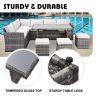 Outdoor Patio Furniture Set,7 Pieces Outdoor Sectional Conversation Sofa with Dining Table,Chairs and Ottomans,All Weather PE Rattan and Steel Frame