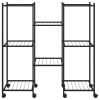 Flower Stand with Wheels 32.7"x9.8"x32.9" Black Iron