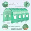 Walk-in Tunnel Greenhouse with Watering System Heavy Duty Portable Green House Protect Gardening Plants 1 Zipper Mesh Door, 8 Roll-up Windows